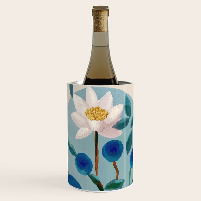 Stylized Lotus Flower Art Wine Chiller Gallery Image 1
