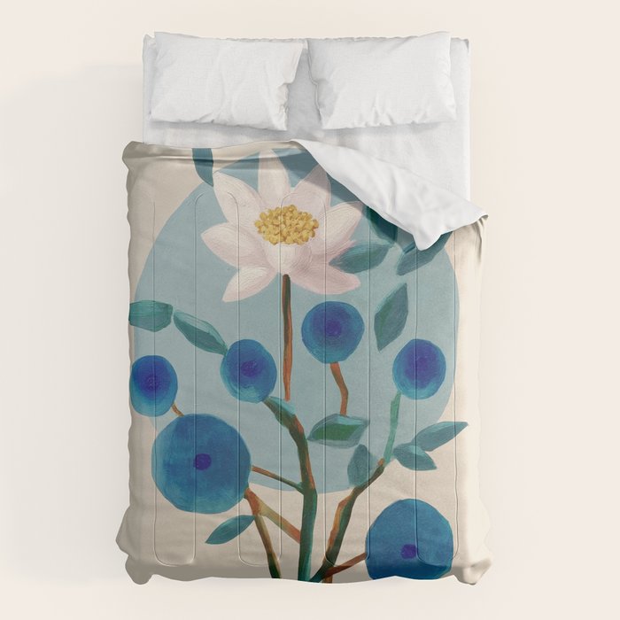 Stylized Lotus Flower Art Comforter Gallery Image 6