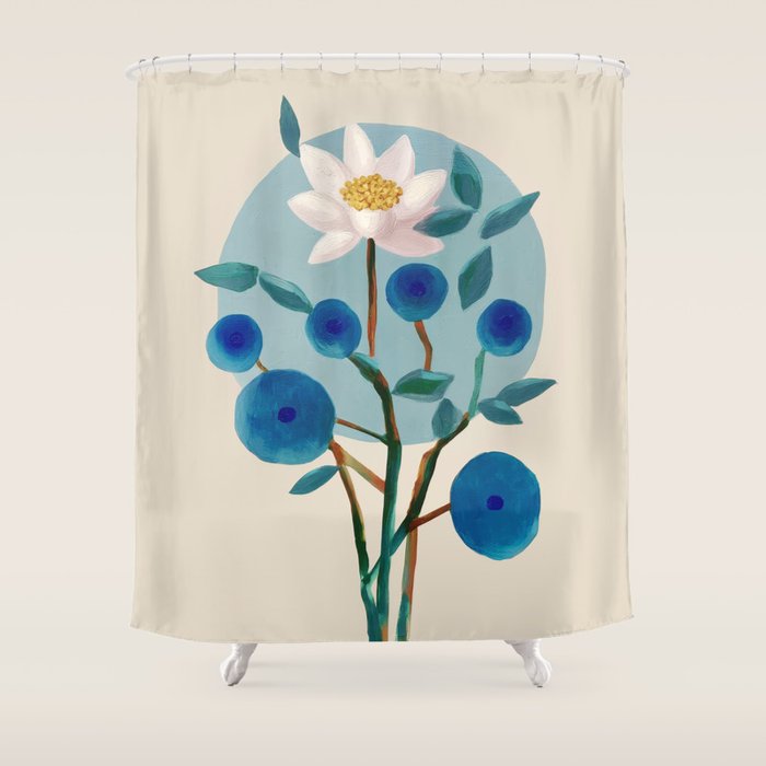 Stylized Lotus Flower Art Shower Curtain Gallery Image 1