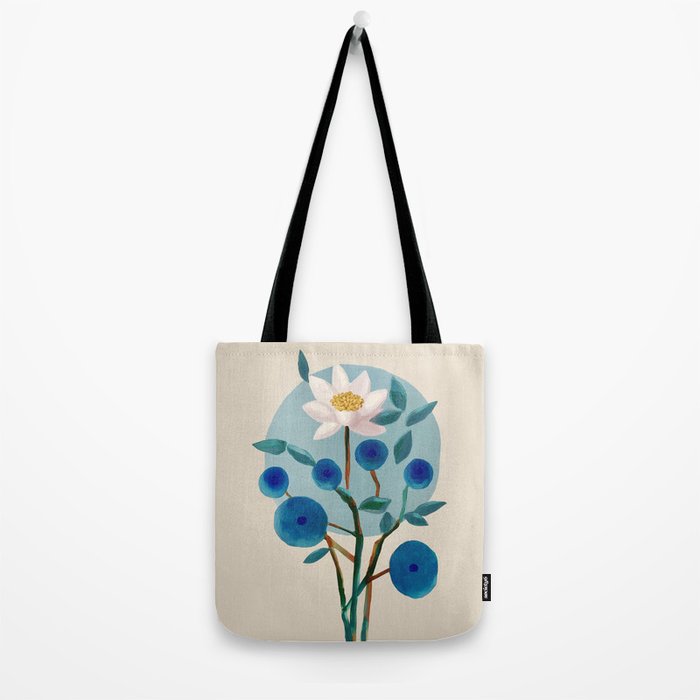 Stylized Lotus Flower Art Tote Bag Gallery Image 2