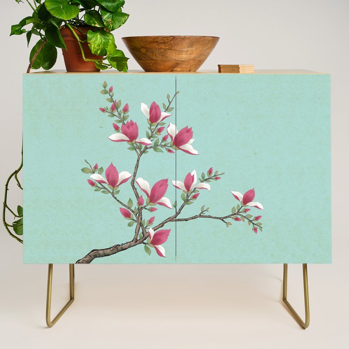 Magnolia : Minhwa-Korean traditional/folk art Credenza Gallery Image 1
