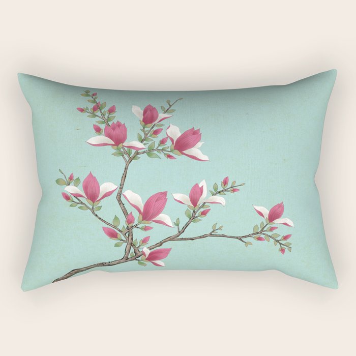 Magnolia : Minhwa-Korean traditional/folk art Rectangular Pillow Gallery Image 1