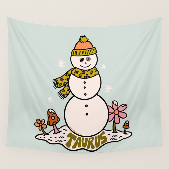 Taurus Snowman Wall Tapestry Gallery Image 4
