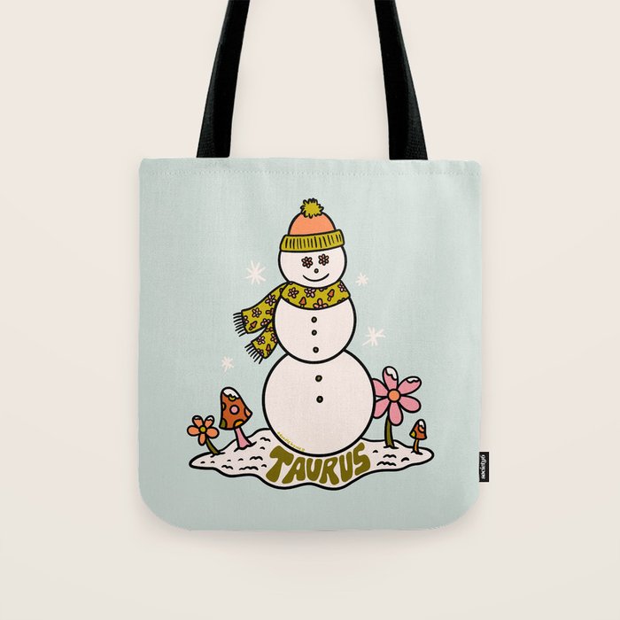 Taurus Snowman Tote Bag Gallery Image 1
