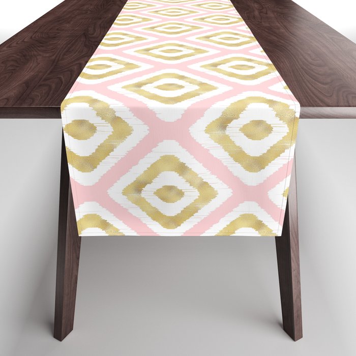 Pink & Gold Ikat Pattern Table Runner Gallery Image 1
