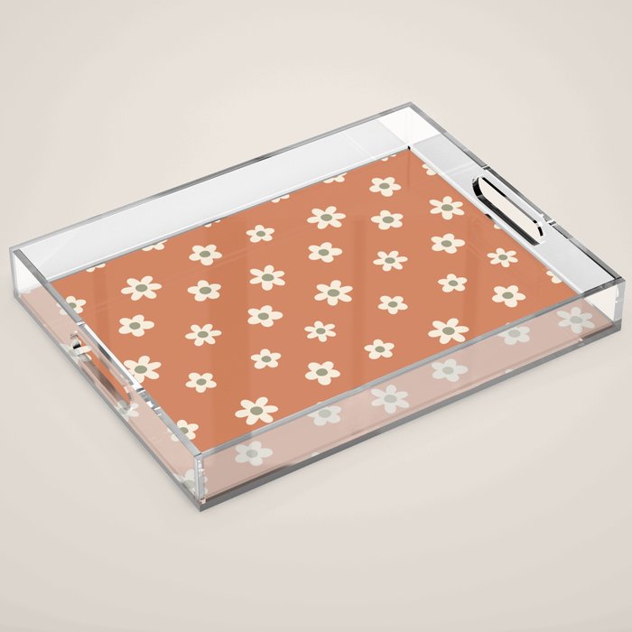 Fall Daisies Terracotta Acrylic Tray Gallery Image 1