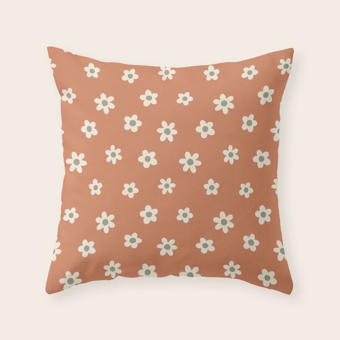 Fall Daisies Terracotta Throw Pillow Gallery Image 6