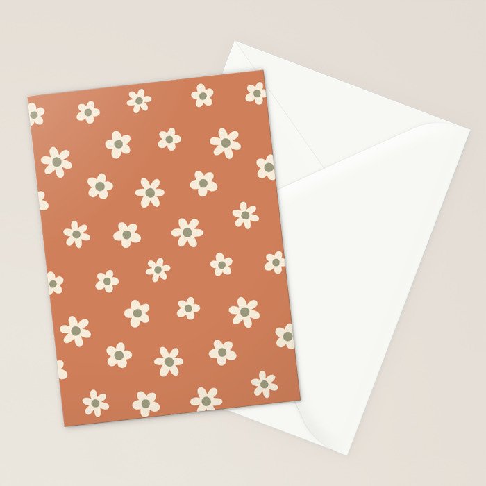 Fall Daisies Terracotta Stationery Card Gallery Image 2