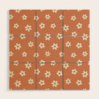 Fall Daisies Terracotta Wood Wall Art Gallery Image 1
