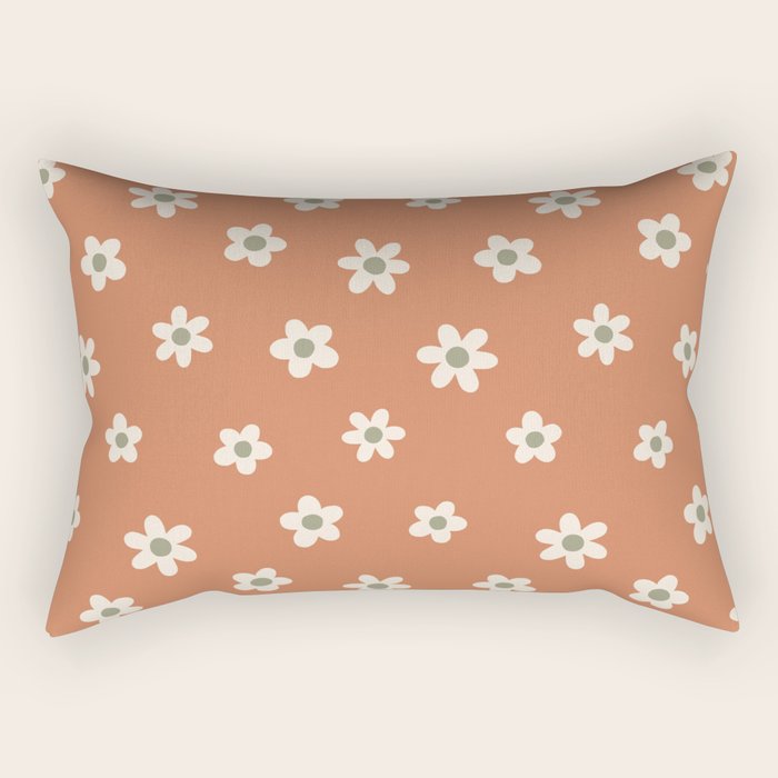 Fall Daisies Terracotta Rectangular Pillow Gallery Image 1