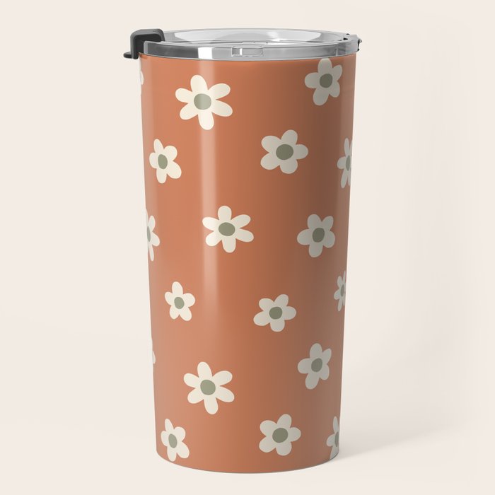 Fall Daisies Terracotta Travel Mug Gallery Image 3