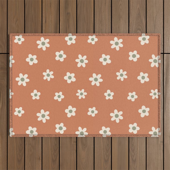 Fall Daisies Terracotta Outdoor Rug Gallery Image 1