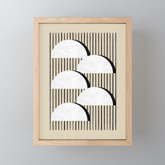 Half-circle B&W Stripes Mini Art Print Gallery Image 1