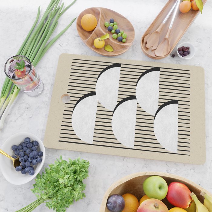Half-circle B&W Stripes Cutting Board Gallery Image 2