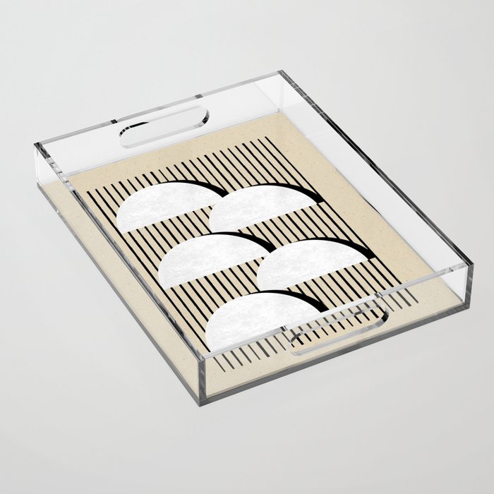 Half-circle B&W Stripes Acrylic Tray Gallery Image 1