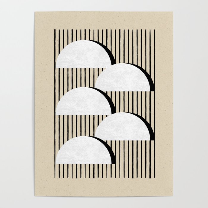Half-circle B&W Stripes Poster Gallery Image 1