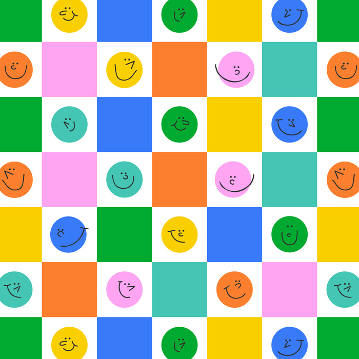 Colorful happy face checkered pattern art Coffee Mug Gallery Image 2
