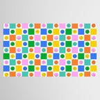 Colorful happy face checkered pattern art Tablecloth Gallery Image 2