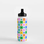 Colorful happy face checkered pattern art Water Bottle Gallery Image 2