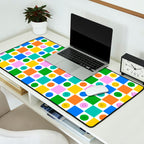 Colorful happy face checkered pattern art Desk Mat Gallery Image 2