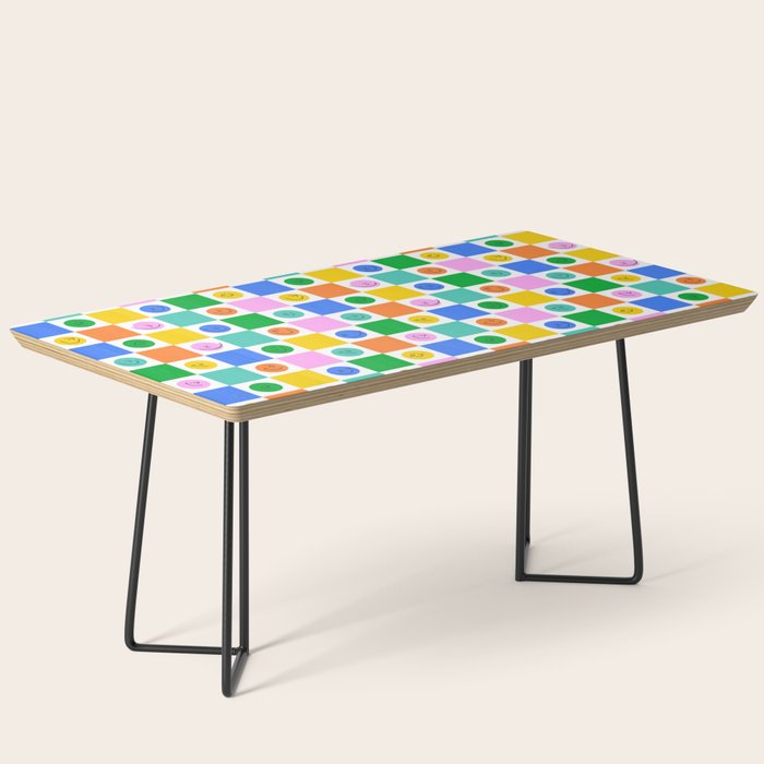 Colorful happy face checkered pattern art Coffee Table Gallery Image 1