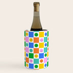 Colorful happy face checkered pattern art Wine Chiller Gallery Image 1
