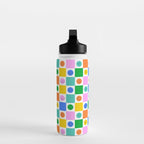 Colorful happy face checkered pattern art Water Bottle Gallery Image 3