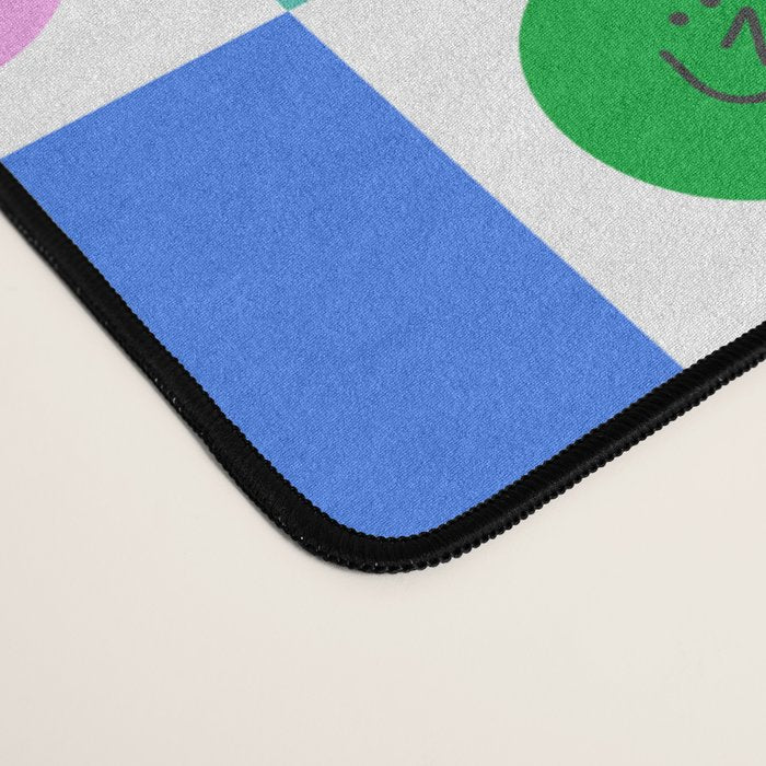 Colorful happy face checkered pattern art Desk Mat Gallery Image 4