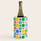 Colorful happy face checkered pattern art Wine Chiller Gallery Image 2