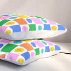 Colorful happy face checkered pattern art Pillow Sham Gallery Image 3