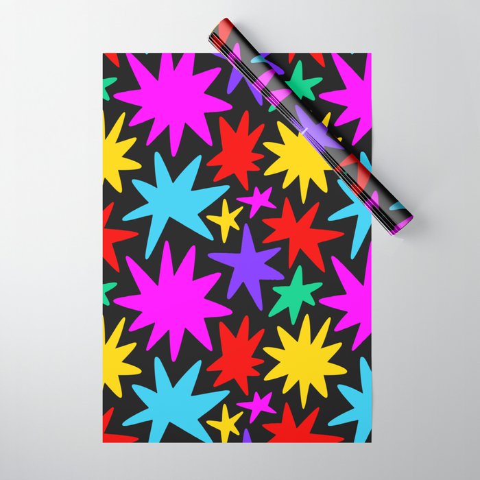 Colorful fun star shape art pattern Wrapping Paper Gallery Image 1