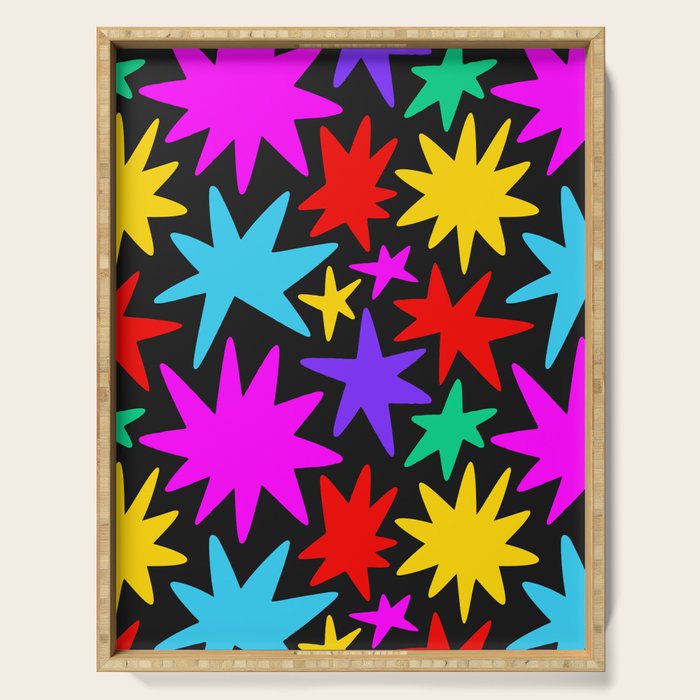 Colorful fun star shape art pattern Serving Tray Gallery Image 1