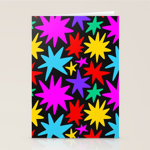 Colorful fun star shape art pattern Stationery Card Gallery Image 2