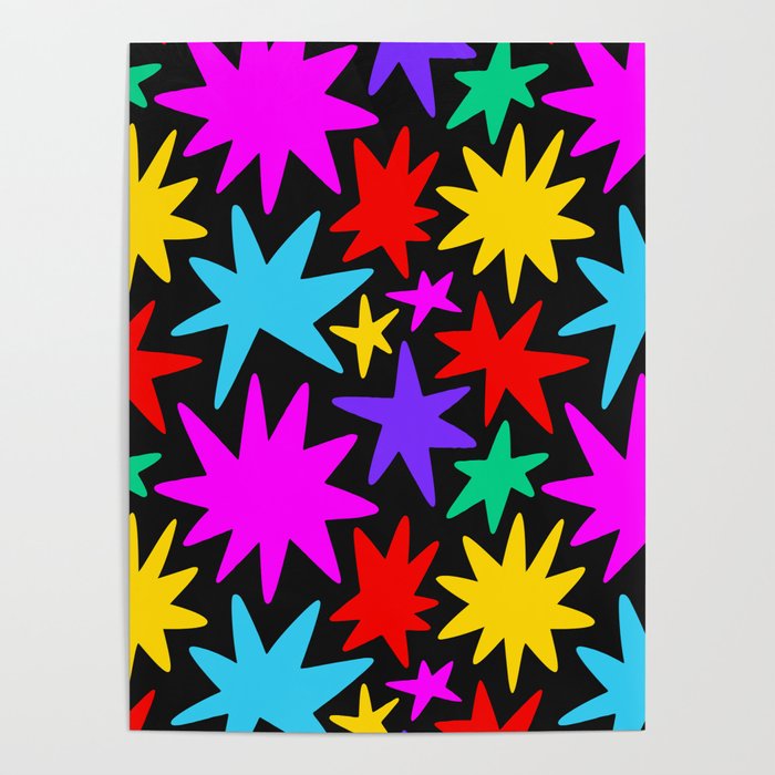 Colorful fun star shape art pattern Poster Gallery Image 1