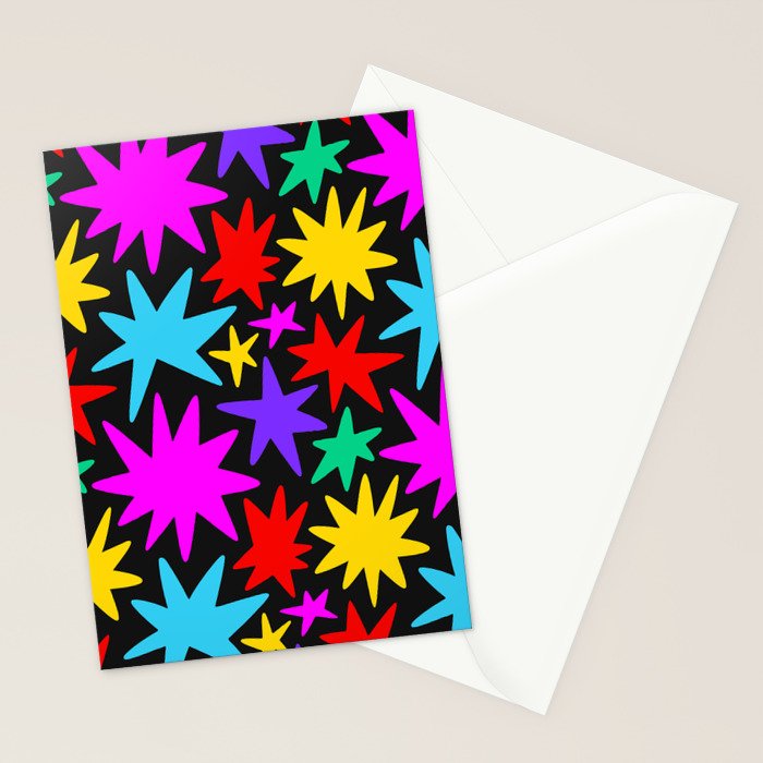 Colorful fun star shape art pattern Stationery Card Gallery Image 2