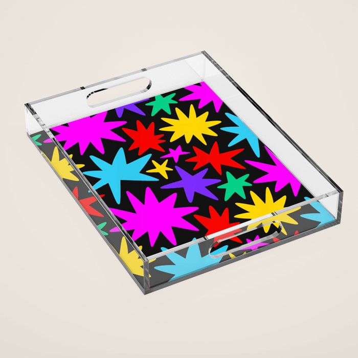 Colorful fun star shape art pattern Acrylic Tray Gallery Image 1