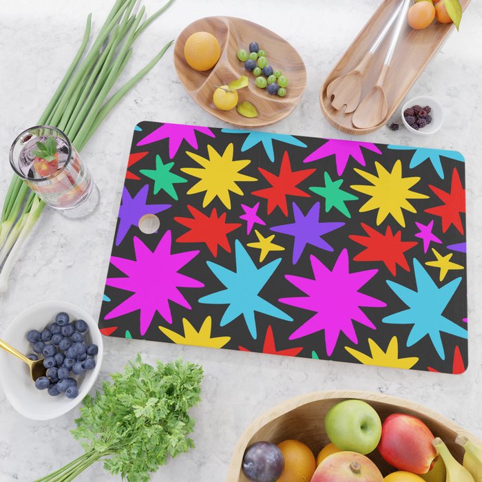 Colorful fun star shape art pattern Cutting Board Gallery Image 2
