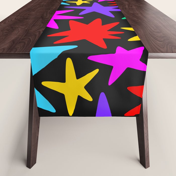Colorful fun star shape art pattern Table Runner Gallery Image 1