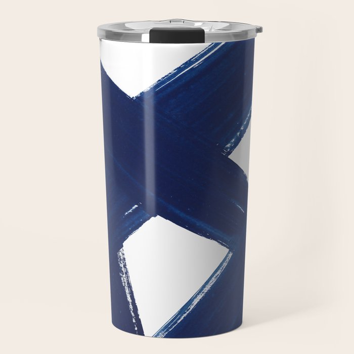 Indigo Abstract Brush Strokes | No. 3 Travel Mug Gallery Image 1