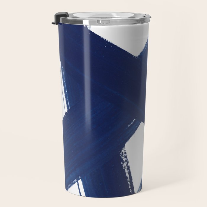Indigo Abstract Brush Strokes | No. 3 Travel Mug Gallery Image 3