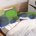 Modern Mid Century Fun Colorful Abstract Minimalist Painting Shapes & Patterns Swamp Monster Greens Pillow Sham Gallery Image 2
