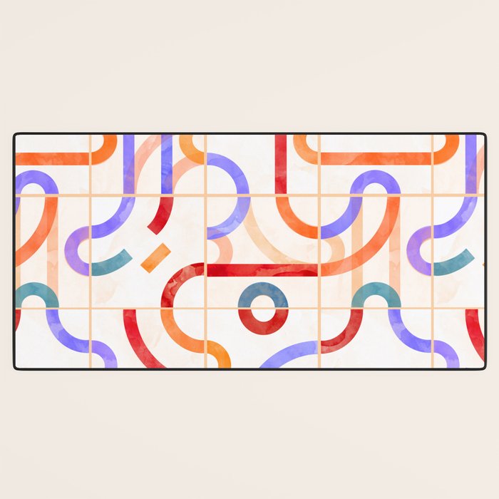 Colorful Curved Path Tiles G Desk Mat Gallery Image 3