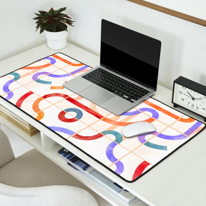 Colorful Curved Path Tiles G Desk Mat Gallery Image 2