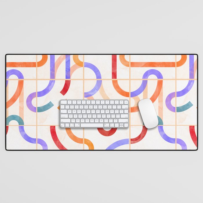 Colorful Curved Path Tiles G Desk Mat Gallery Image 1