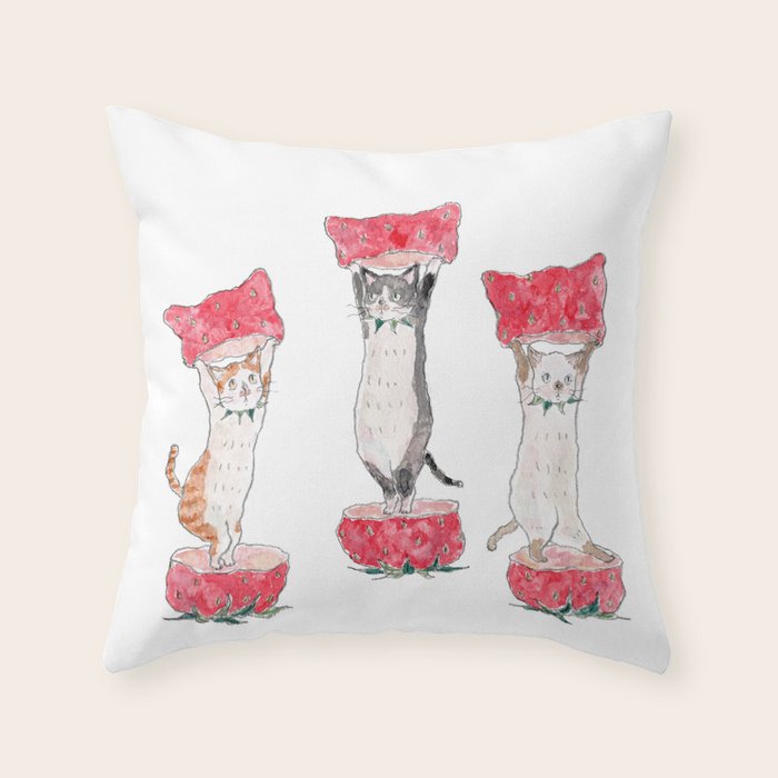 Necoichigo nyanco Throw Pillow Gallery Image 6