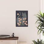 Gray Cat And Flowers Poster Gallery Image 2