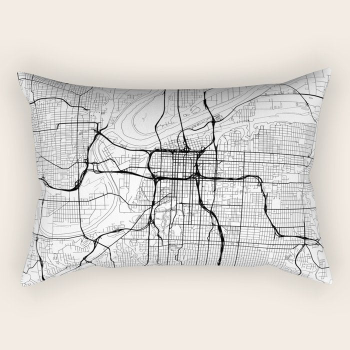 Kansas City Map White Rectangular Pillow Gallery Image 1