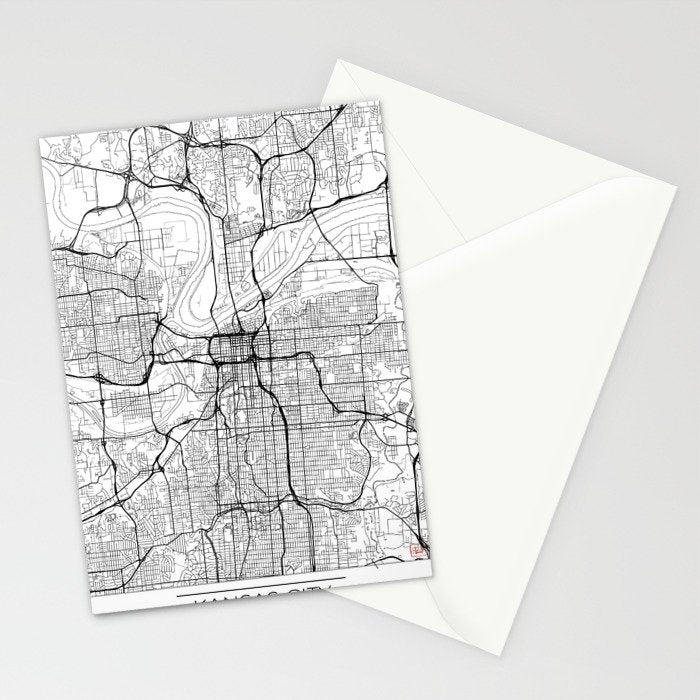 Kansas City Map White Stationery Card Gallery Image 2