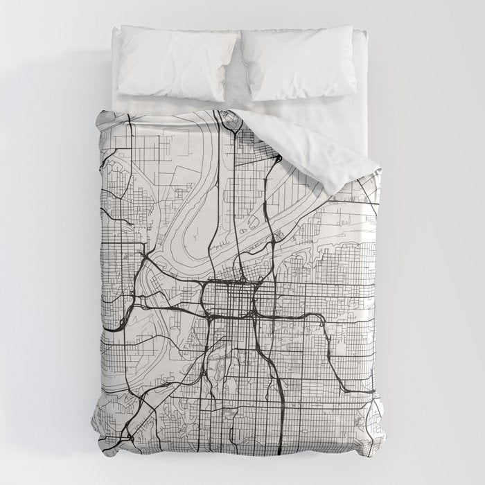 Kansas City Map White Duvet Cover Gallery Image 6