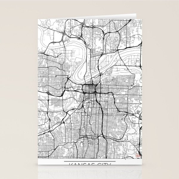 Kansas City Map White Stationery Card Gallery Image 1